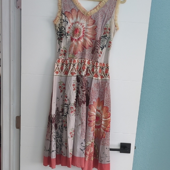 julie G. Y2K fit flare girly floral zebra sequin Sleeveless Dress - Multicolor M - Picture 1 of 11